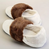 Thermo Slippers snowwhite with brown cuff, size S, EU 36 - 37,5